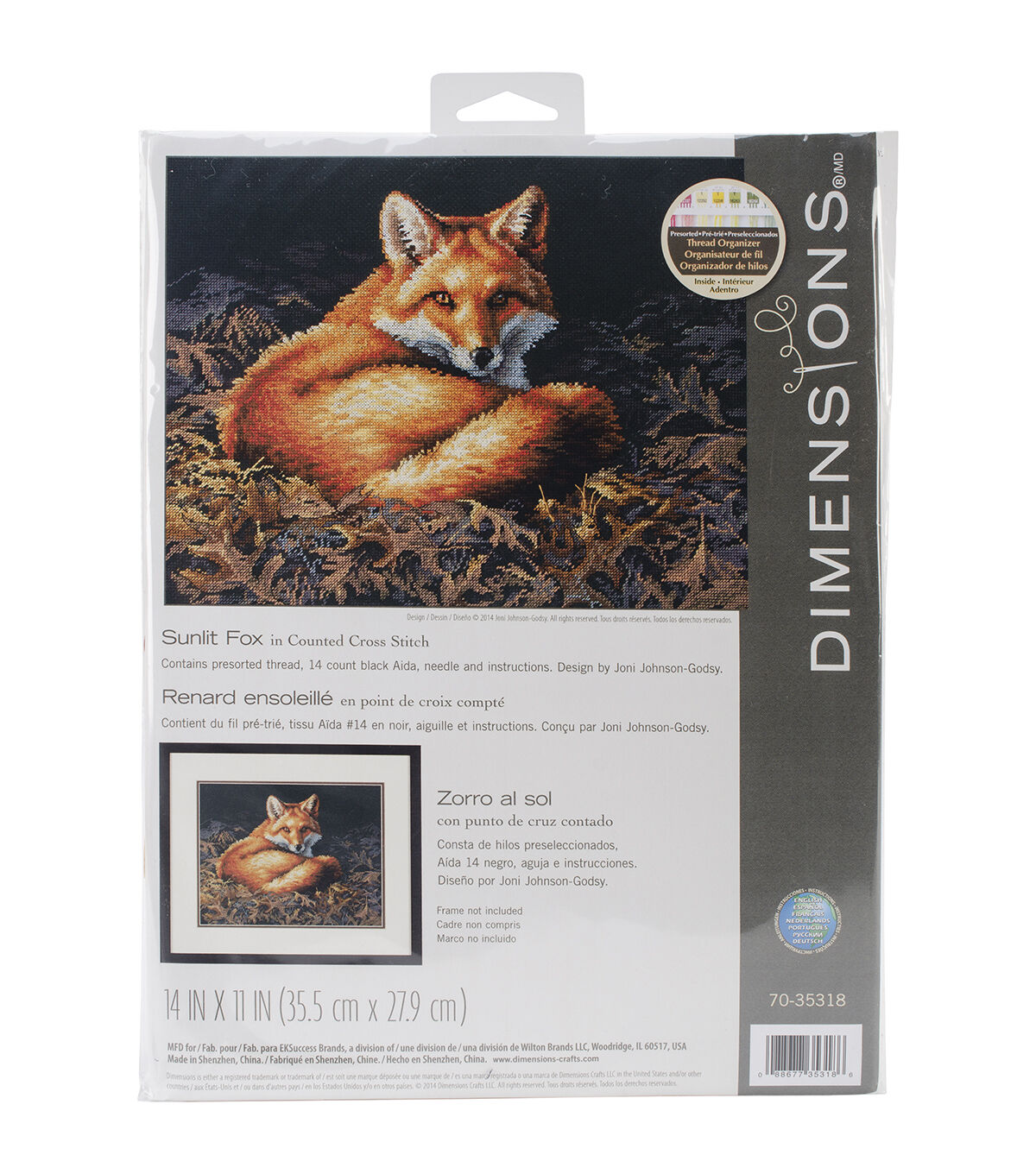 Dimensions 14 x 11 Sunlit Fox Counted Cross Stitch Kit