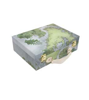 12.5 Blue & Green Map Suitcase Box by Place & Time