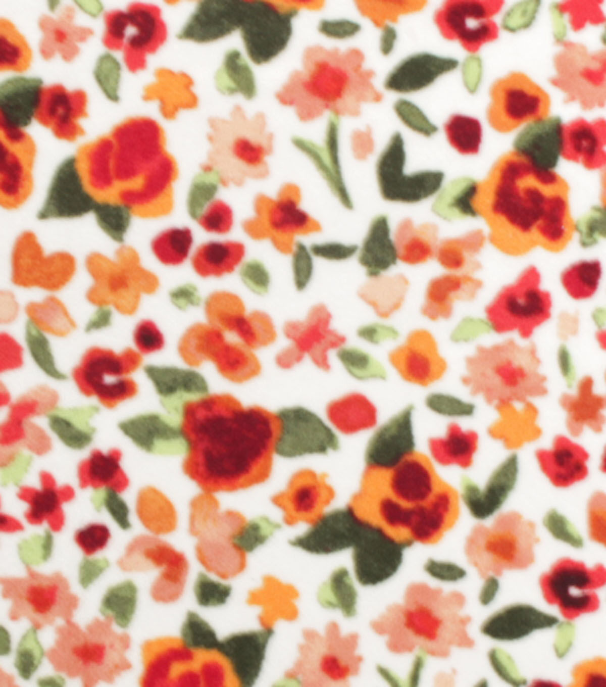 Orange & Red Watercolor Floral Anti Pill Fleece Fabric