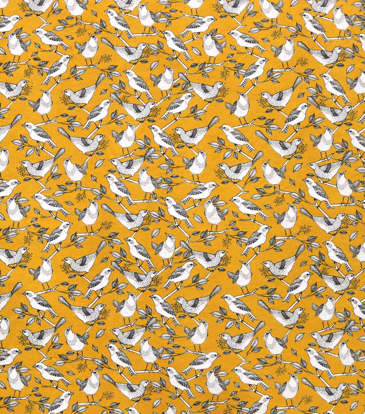Bird On Mustard Super Snuggle Flannel Fabric