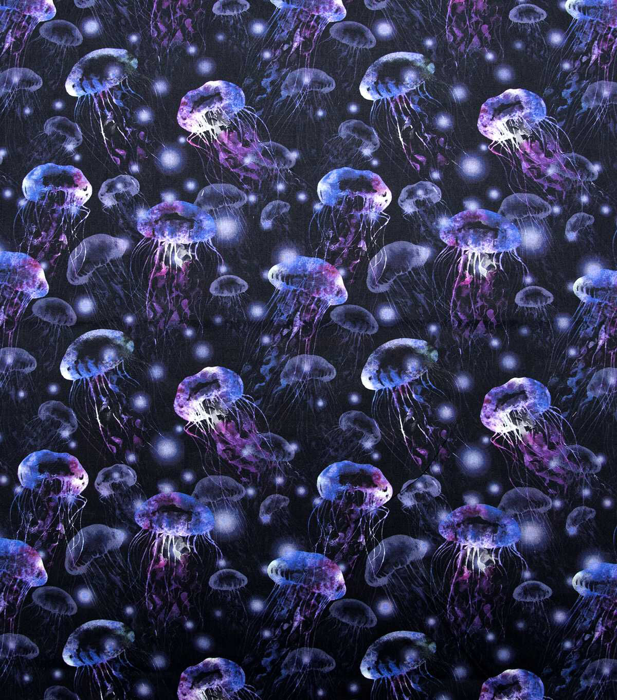 Jellyfish On Navy Novelty Cotton Fabric