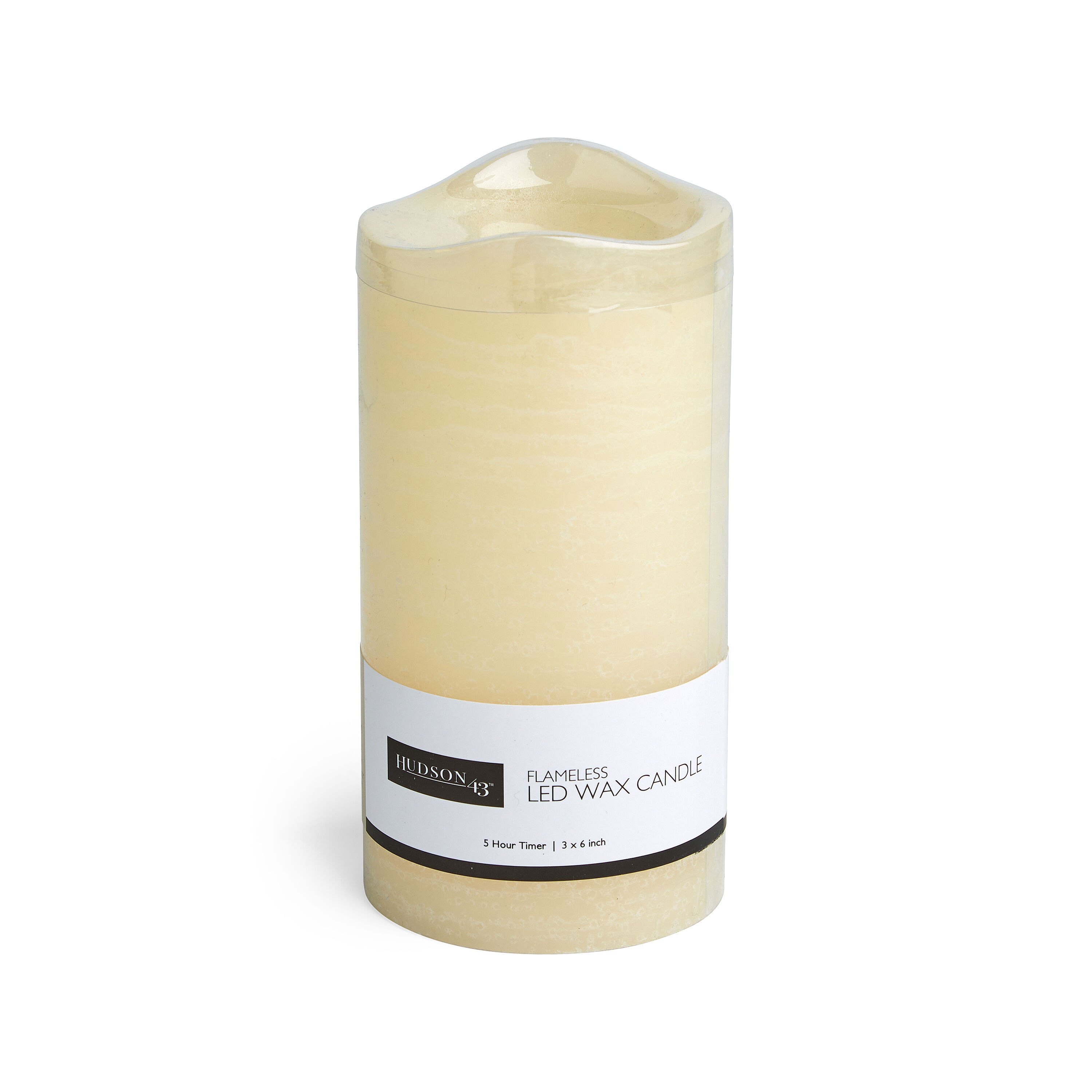 Flameless Vanilla Scented LED Rustic Pillar Candle 3''x6'' Cream