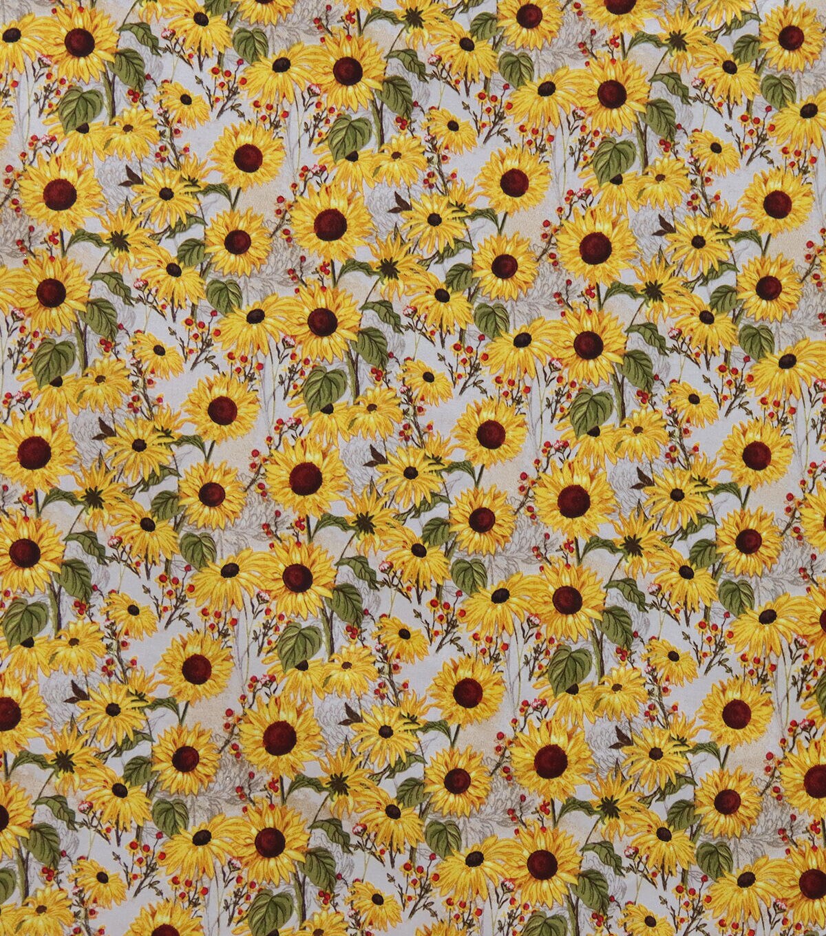 Whimsy Sunflowers Cream Harvest Cotton Fabric