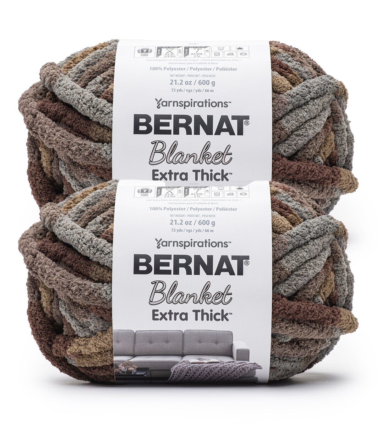 Bernat Extra Thick Blanket 72yds Jumbo Polyester Yarn 2 Bundle