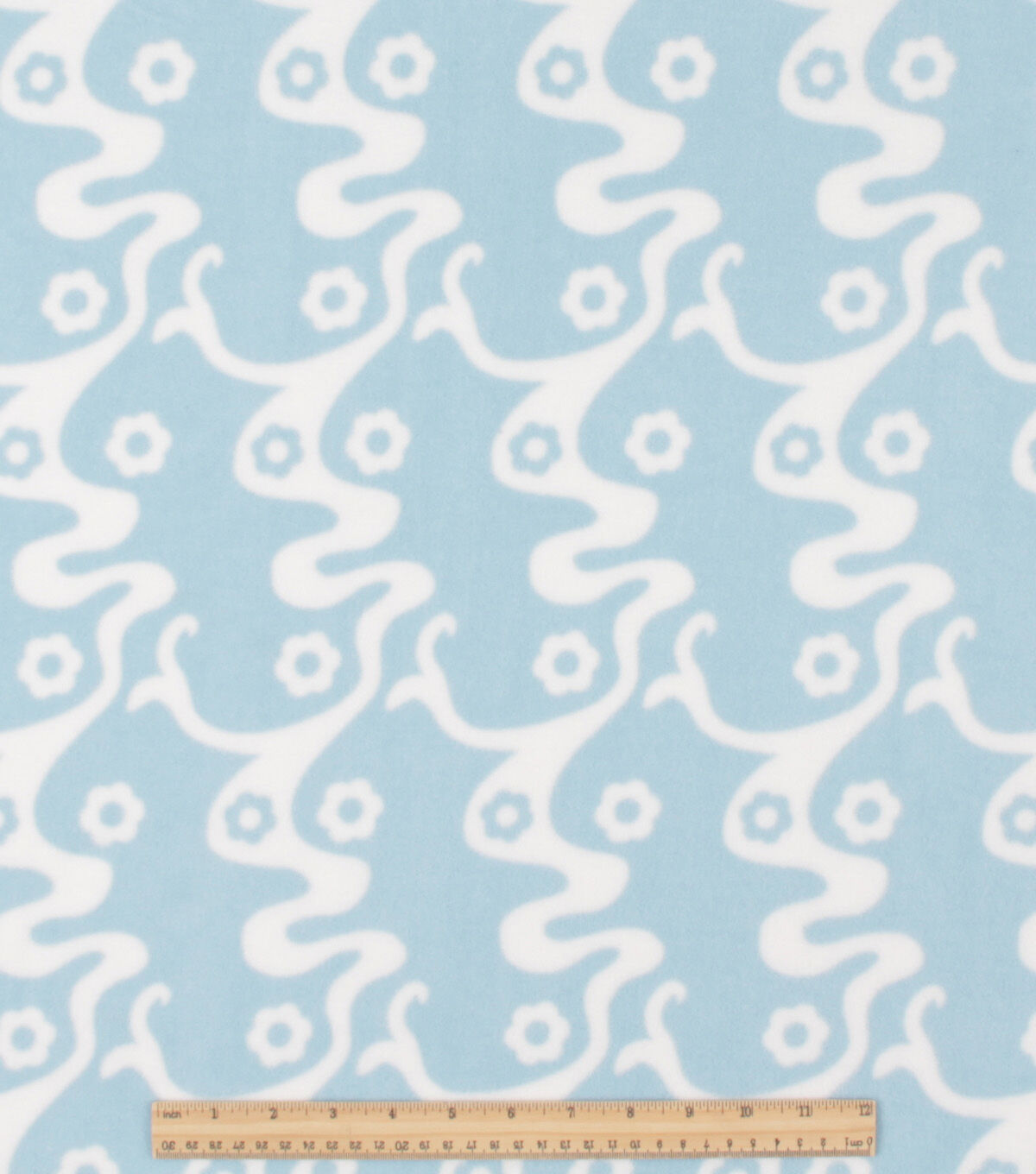 Blue Kids Floral Waves Anti Pill Plush Fleece Fabric