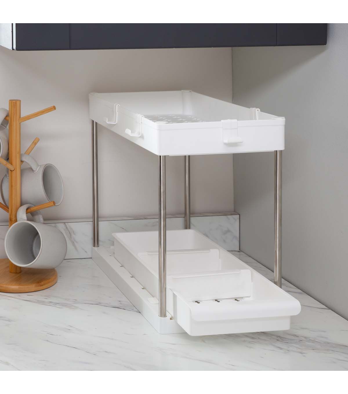 Simplify 16 x 9 White 2 Tier Multipurpose Storage Shelf