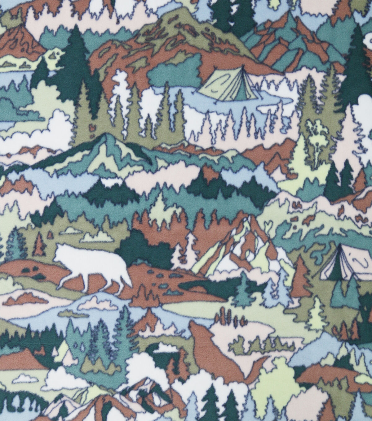 Sketched Landscape Anti Pill Fleece Fabric