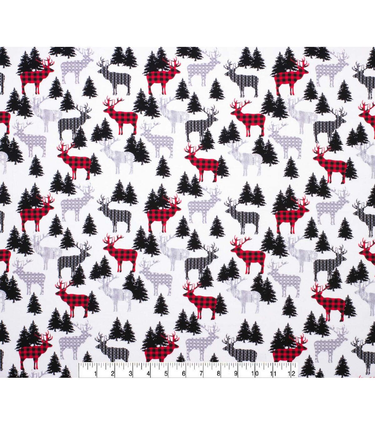 Patterned Deer & Trees Super Snuggle Christmas Flannel Fabric