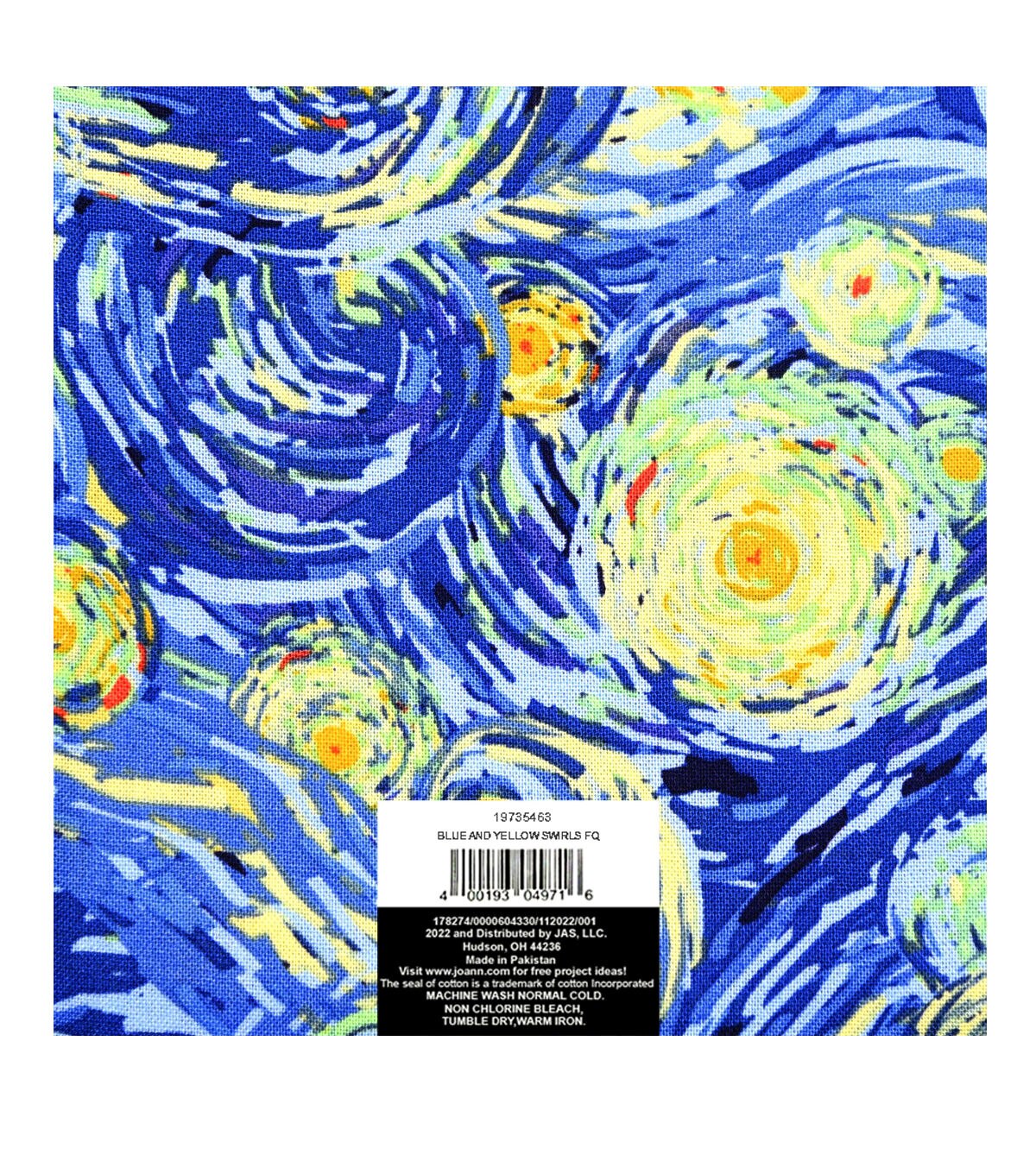 18 x 21 Blue Swirls Cotton Fabric Quarter 1pc by Keepsake Calico