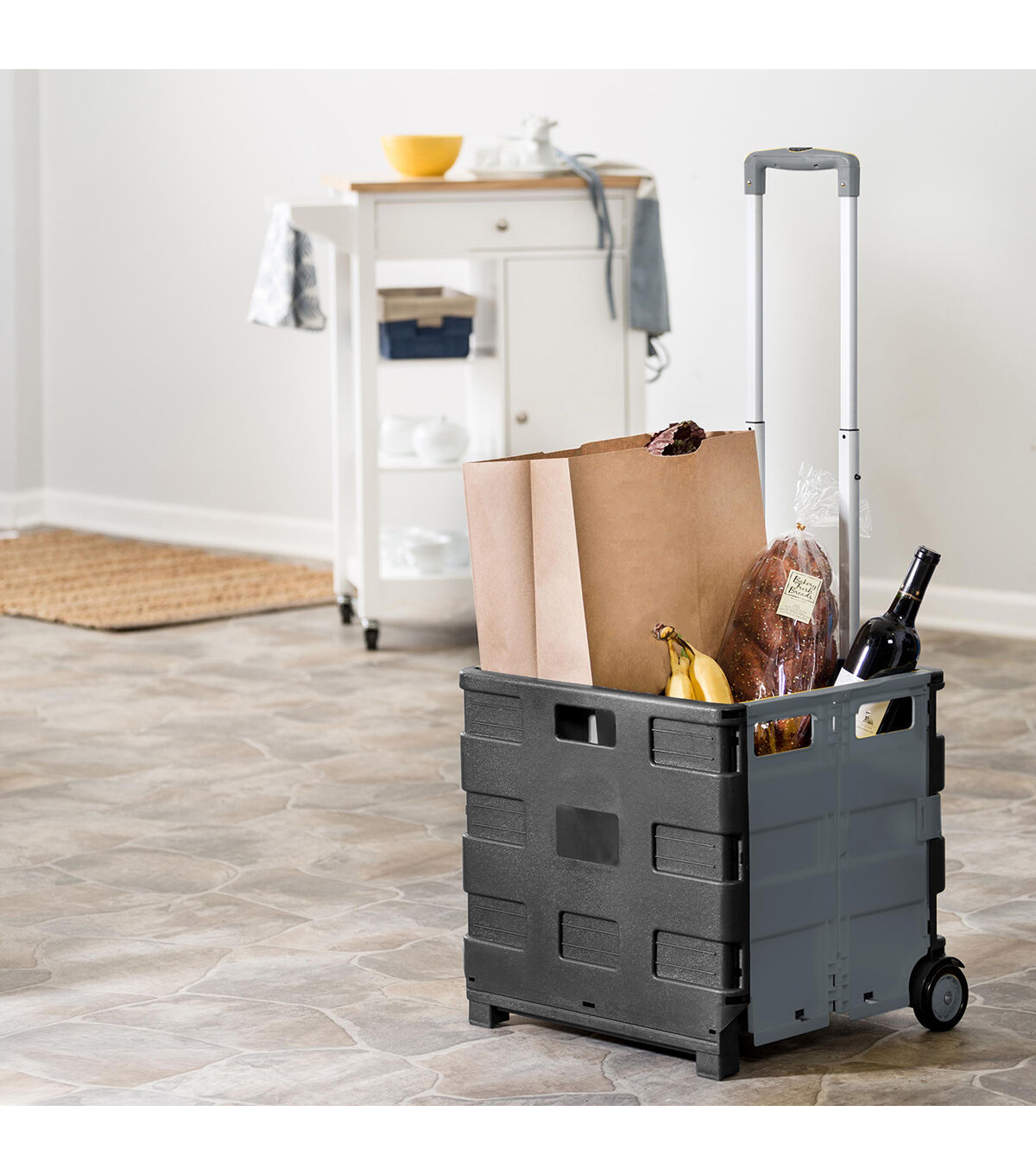 Honey Can Do 18 x 39 Gray Foldup Rolling Utility Cart With Handle