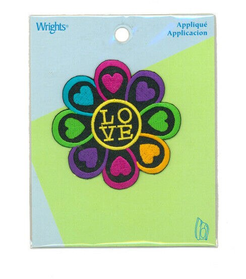 Wrights 3 Love Flower Iron On Patch