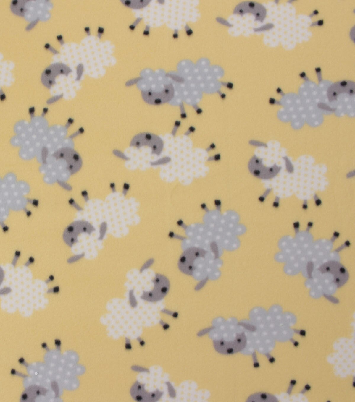 Blizzard Fleece Fabric Sheep on Yellow