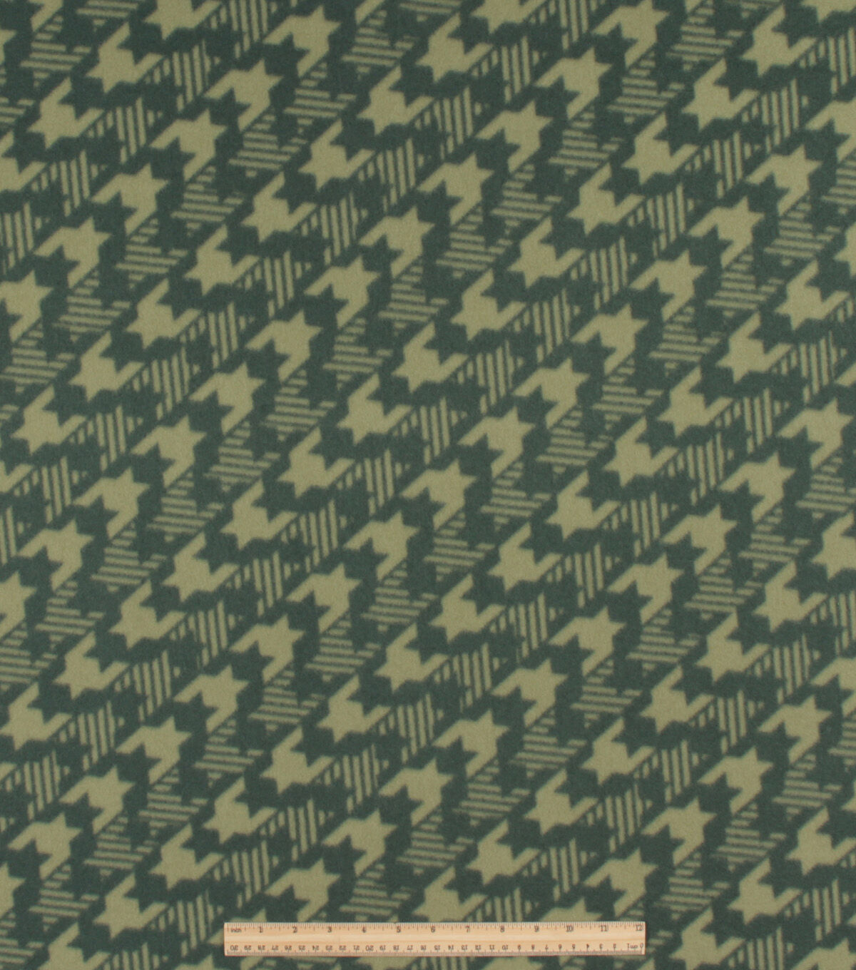 Green Diagonal Houndstooth Blizzard Fleece Fabric