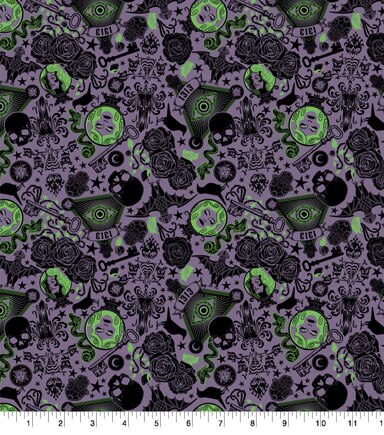 Haunted Mansion Purple Icon Cotton Fabric