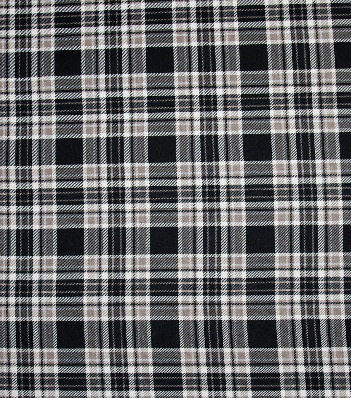 Tartan Plaid Black Super Snuggle Flannel Fabric