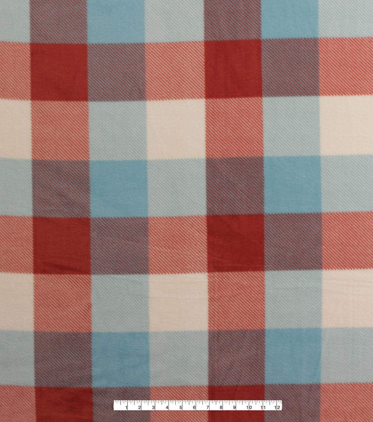 Blue & Rust Buffalo Plaid Anti Pill Fleece Fabric