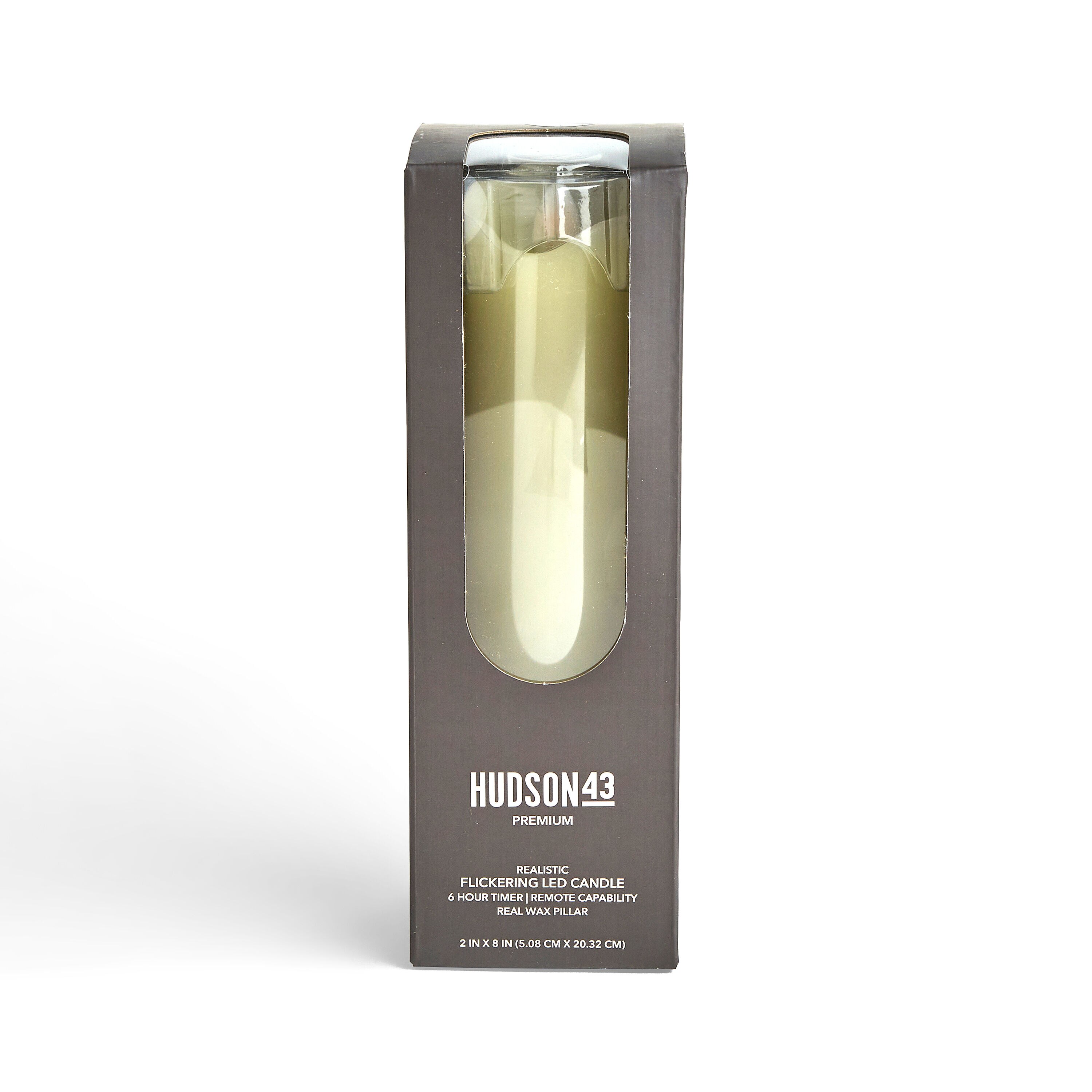 2 x 8 Ivory Aurora Flame Wave Edge Pillar Candle by Hudson 43