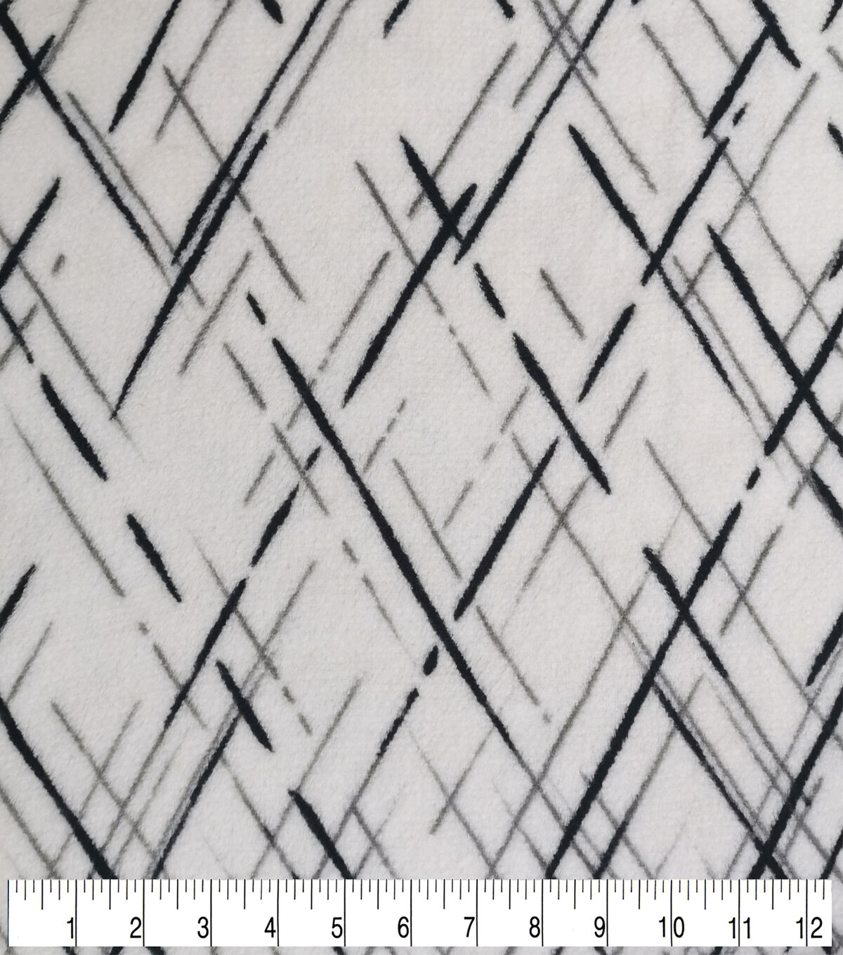 Sew Lush Black White Bias Plaid Fleece Fabric