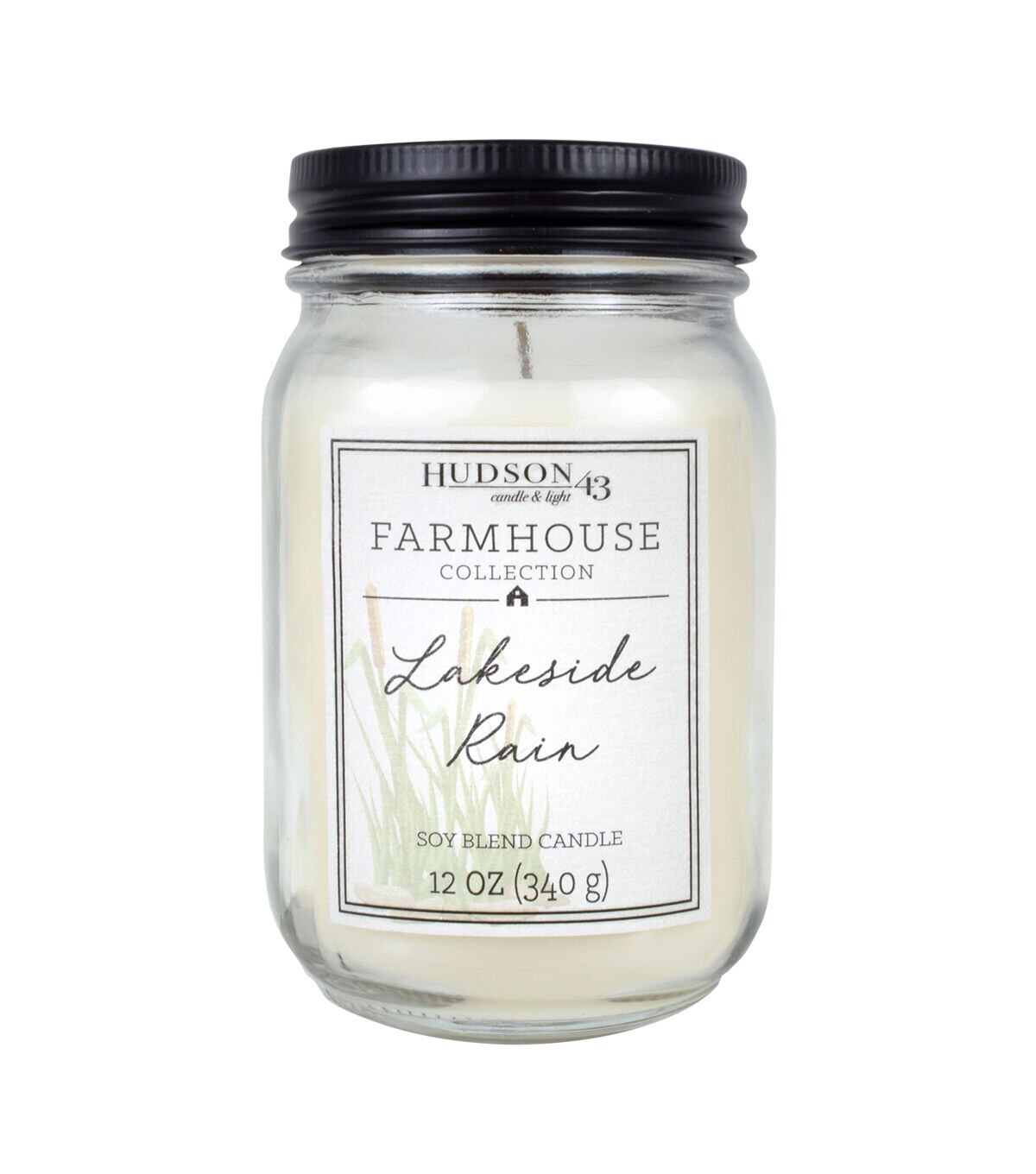 12oz Lakeside Rain Scented Mason Jar Candle by Hudson 43