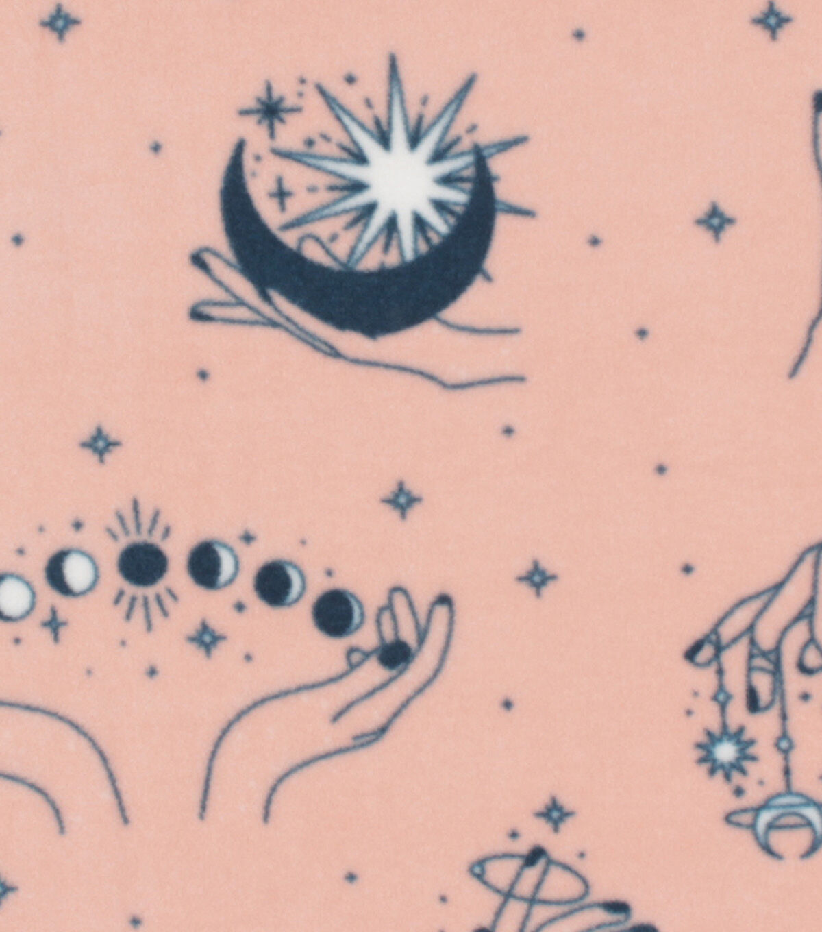 Clestial Hands on Pink Anti Pill Fleece Fabric