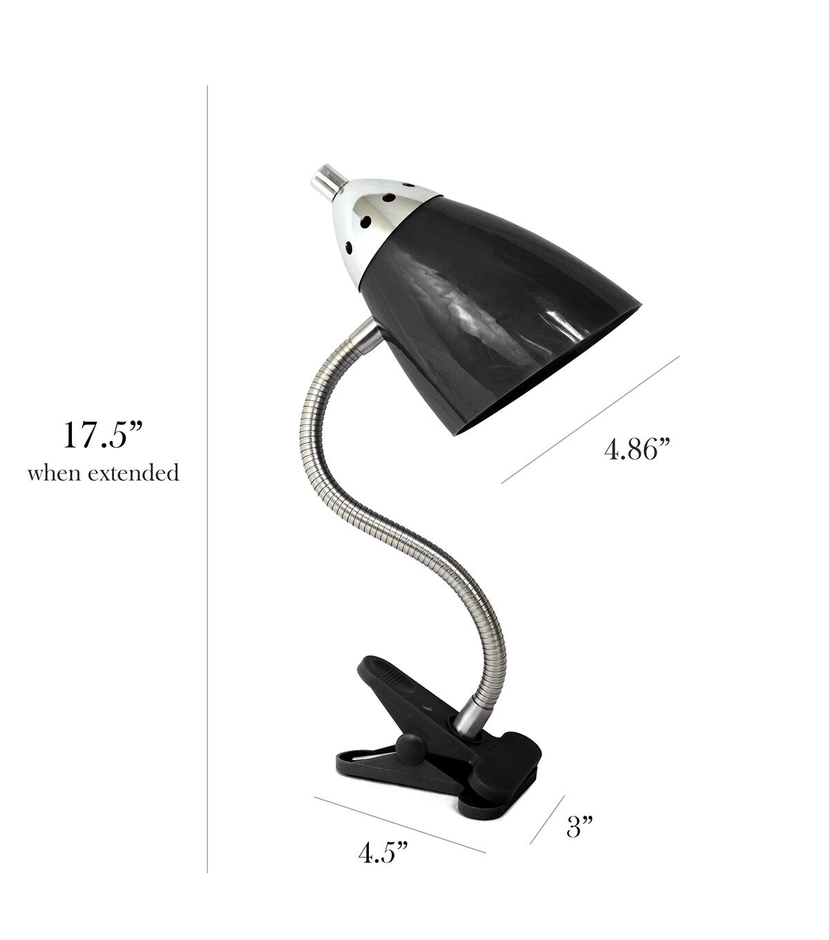 All The Rages Black Flossy Flexible Gooseneck Clip Light Desk Lamp