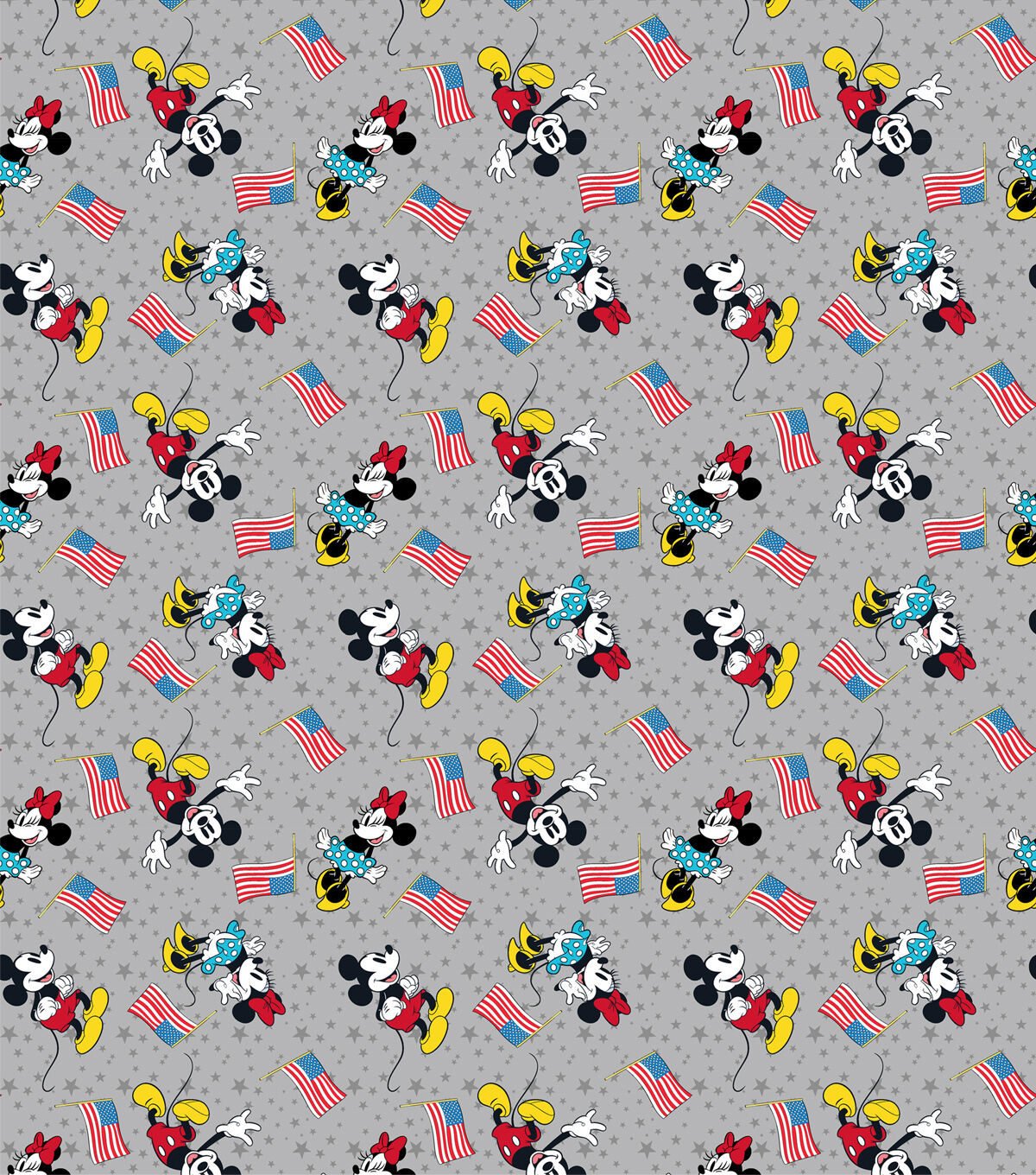 Patriotic Minnie Mickey American Darlings Patriotic Cotton Fabric