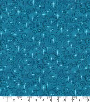 Fabric Traditions Swirls on Turquoise Cotton Fabric by Keepsake Calico