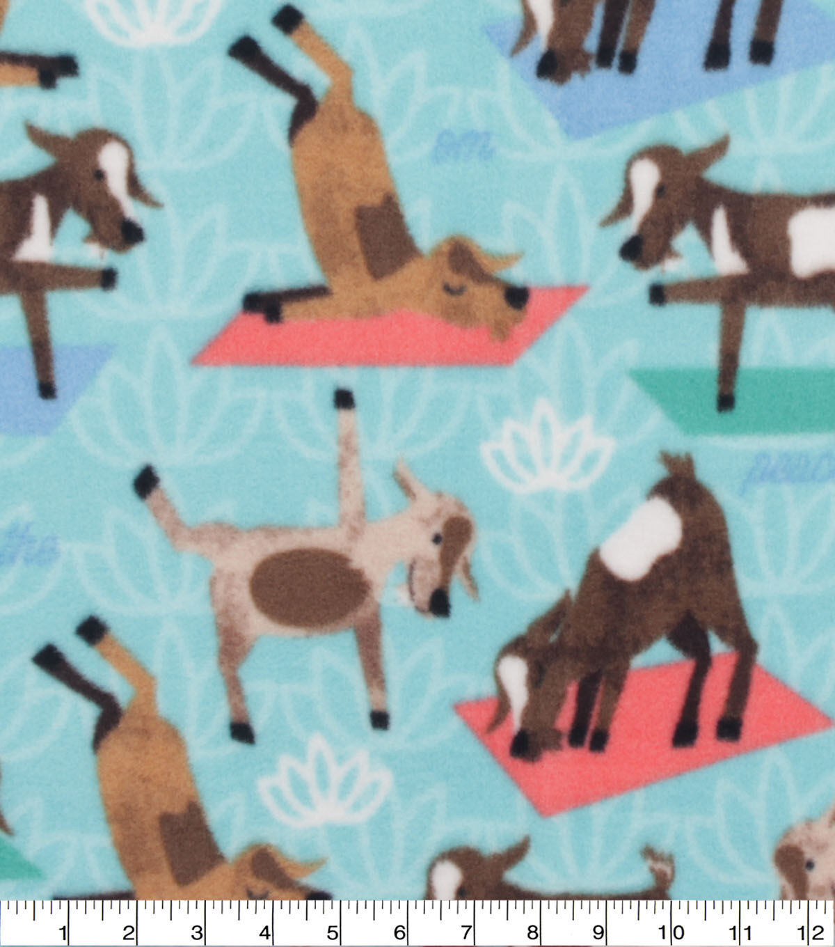 Yoga Goats Blue Anti Pill Fleece Fabric