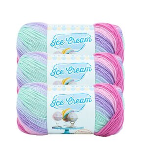 Lion Brand Ice Cream 394yds Light Weight Acrylic Yarn 3 Bundle