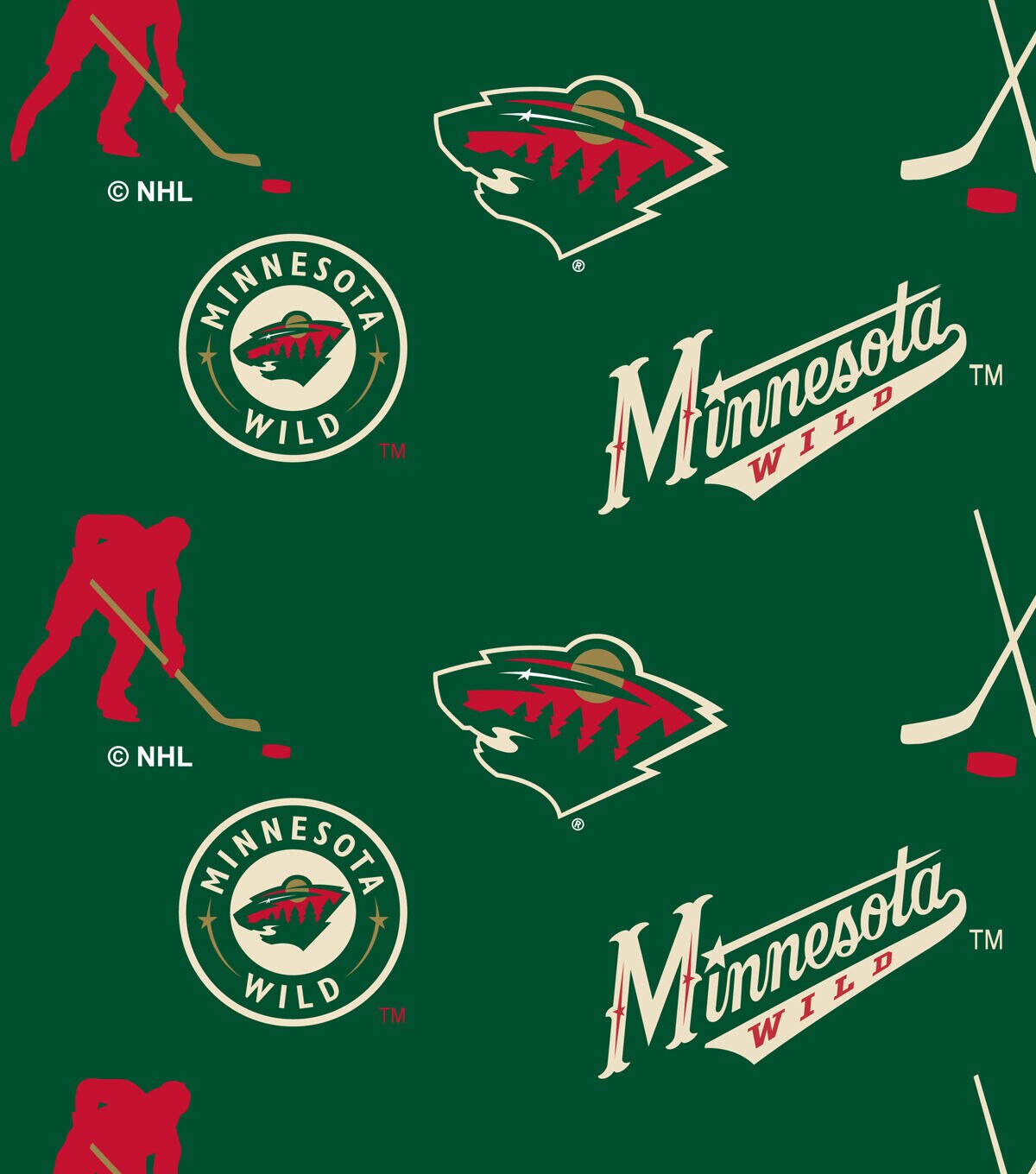 Minnesota Wild Fleece Fabric Tossed