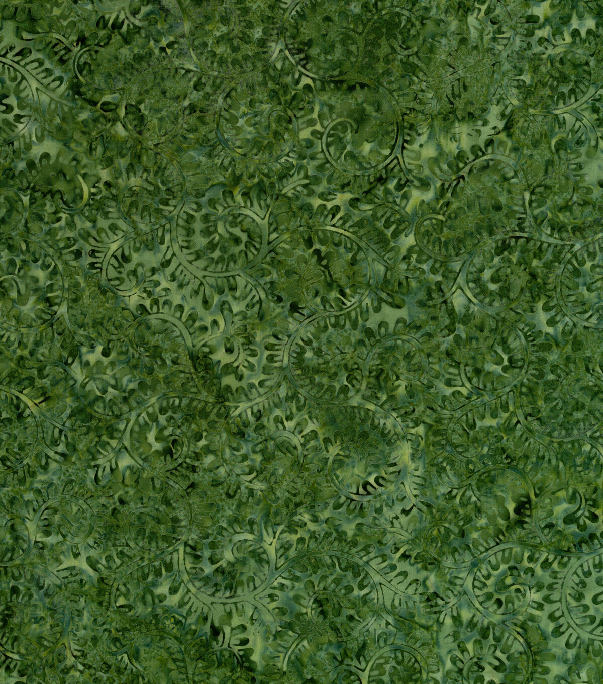 Olive Green Swirls Batik Cotton Fabric