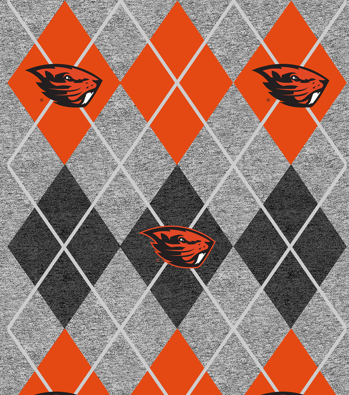 Oregon State College Fleece Fabric Heather Argyle