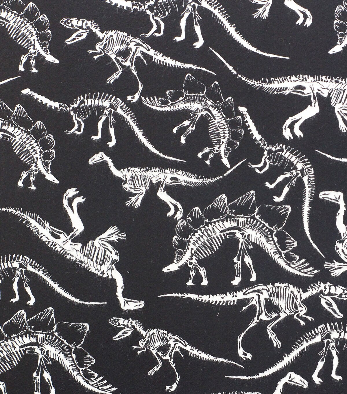 Dino Skeletons On Black Super Snuggle Flannel Fabric