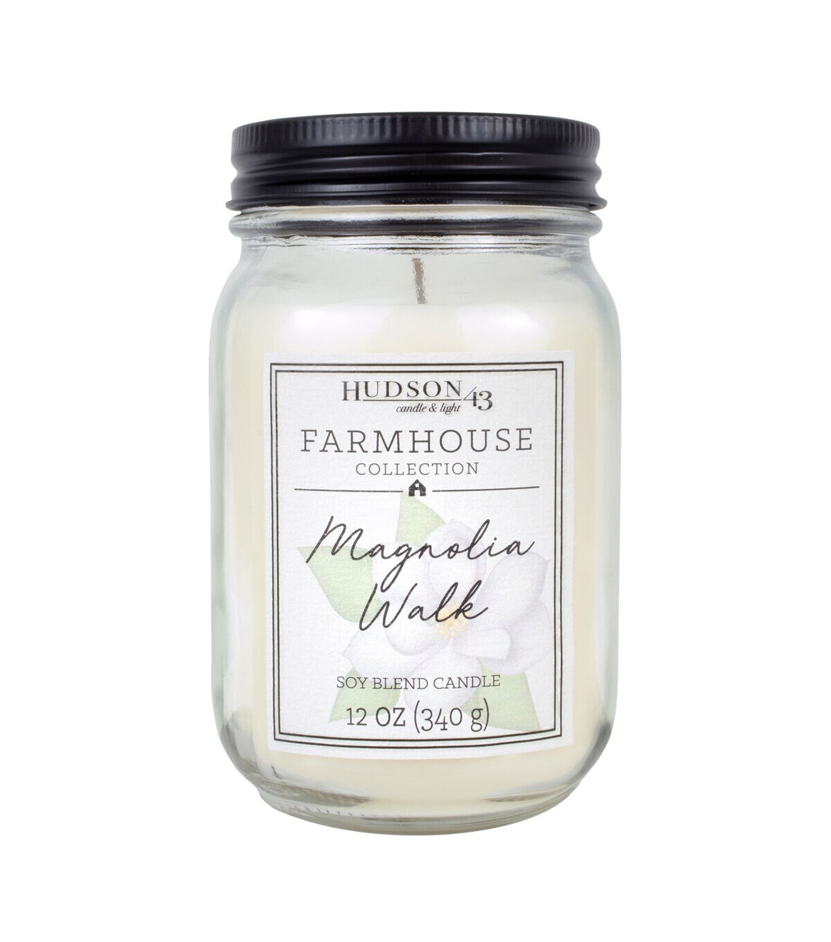 12oz Magnolia Walk Scented Mason Jar Candle by Hudson 43