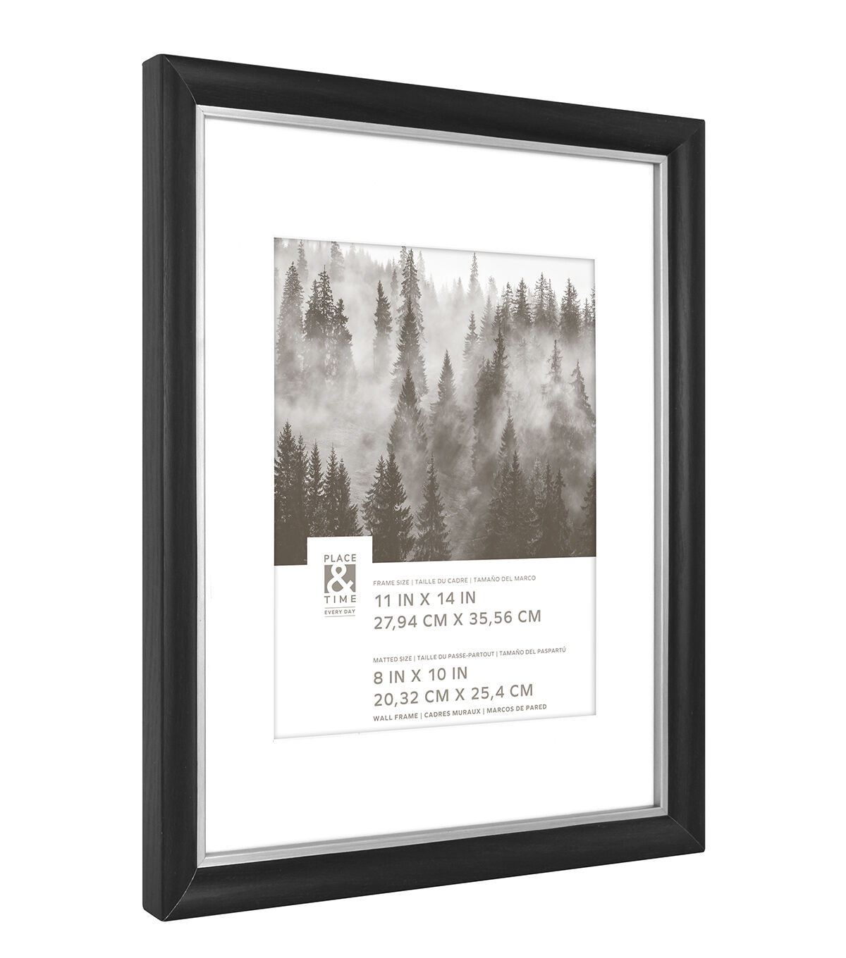 11 x 14 Matted to 8 x 10 Black & Pewter Wall Frame by Place & Time