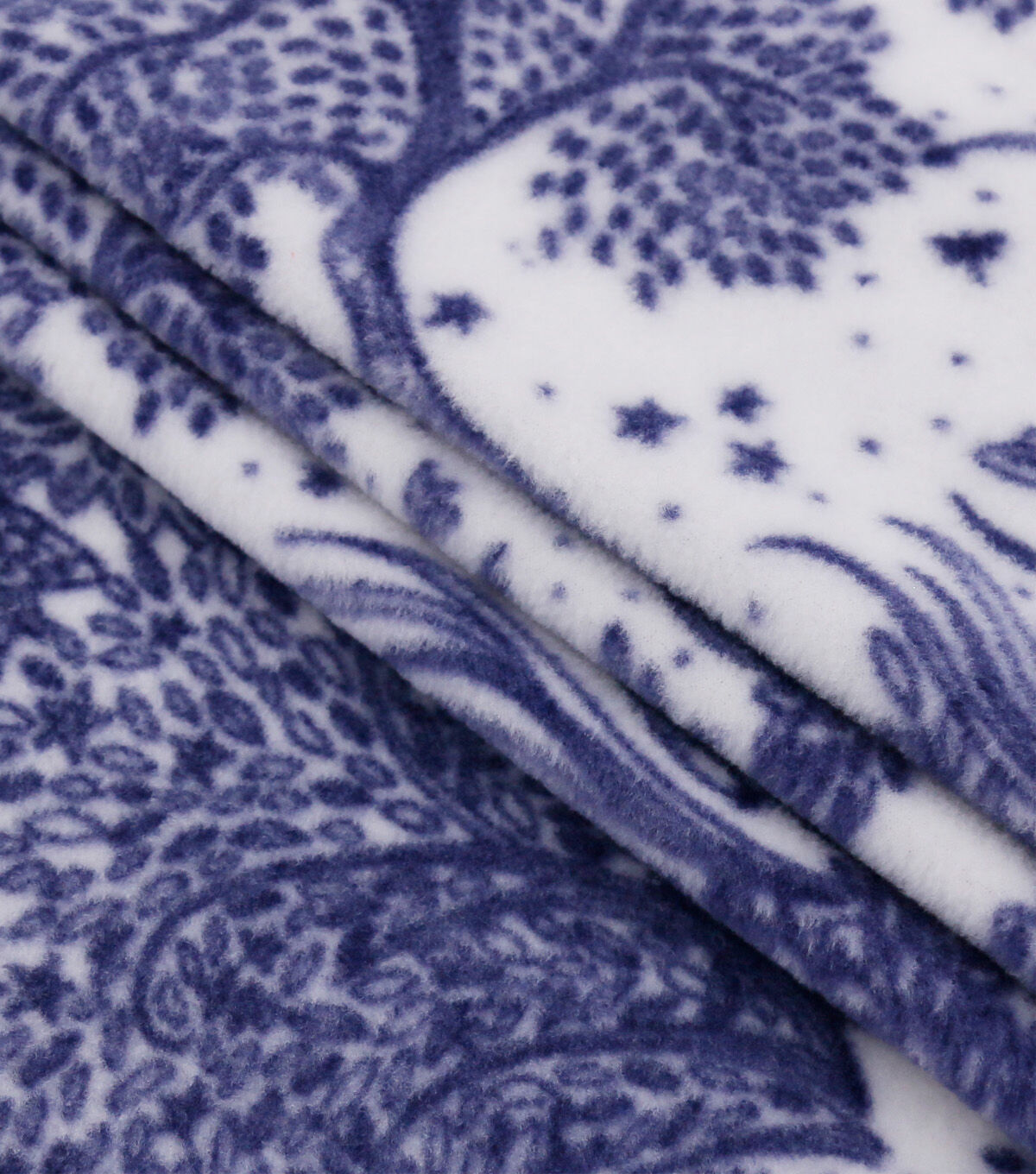 Blue Packed Wilderness Anti Pill Fleece Fabric