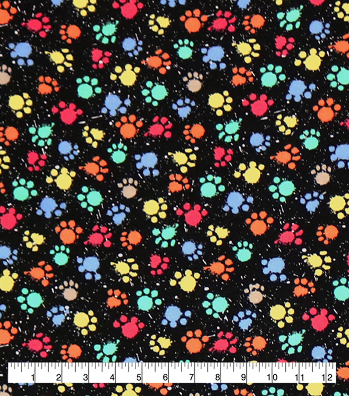 Paw Print Paint Splatter Super Snuggle Flannel Fabric