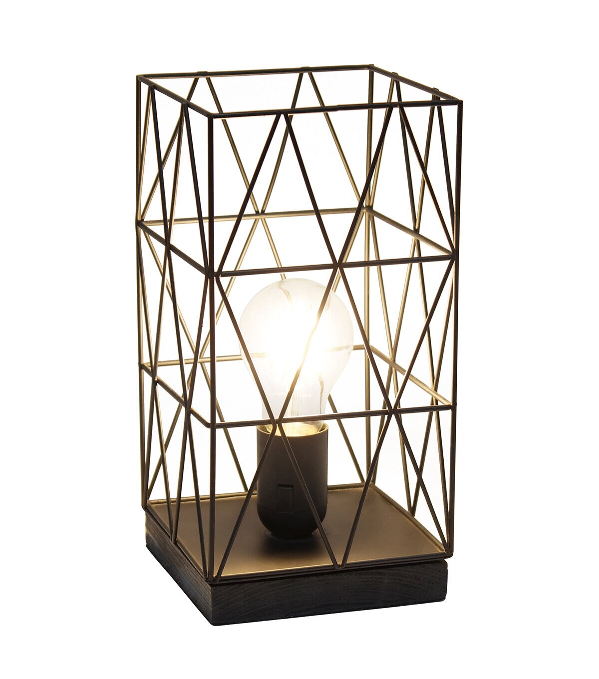 All The Rages Black Geometric Square Metal Table Lamp