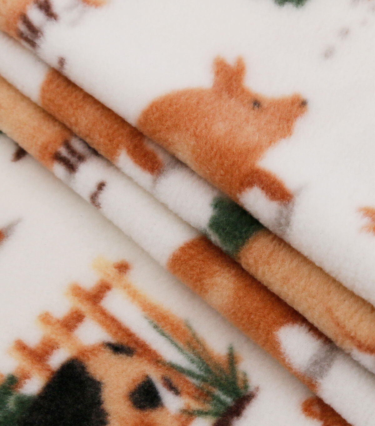 Pigs on White Anti Pill Fleece Fabric