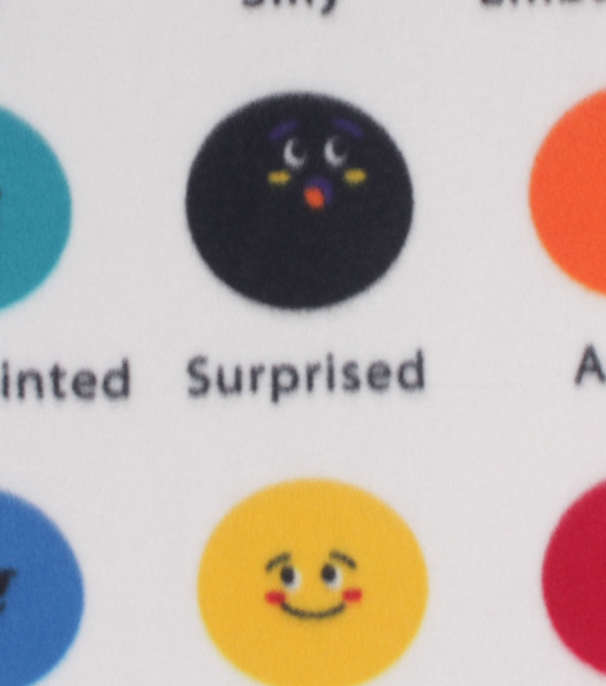 Emotions on White Blizzard Fleece Fabric