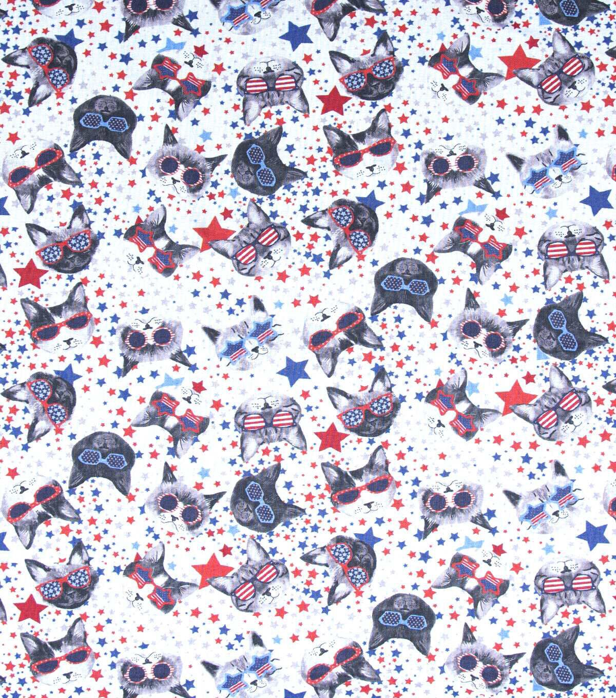 Patriotic Kitties With Sunglasses Patriotic Cotton Fabric