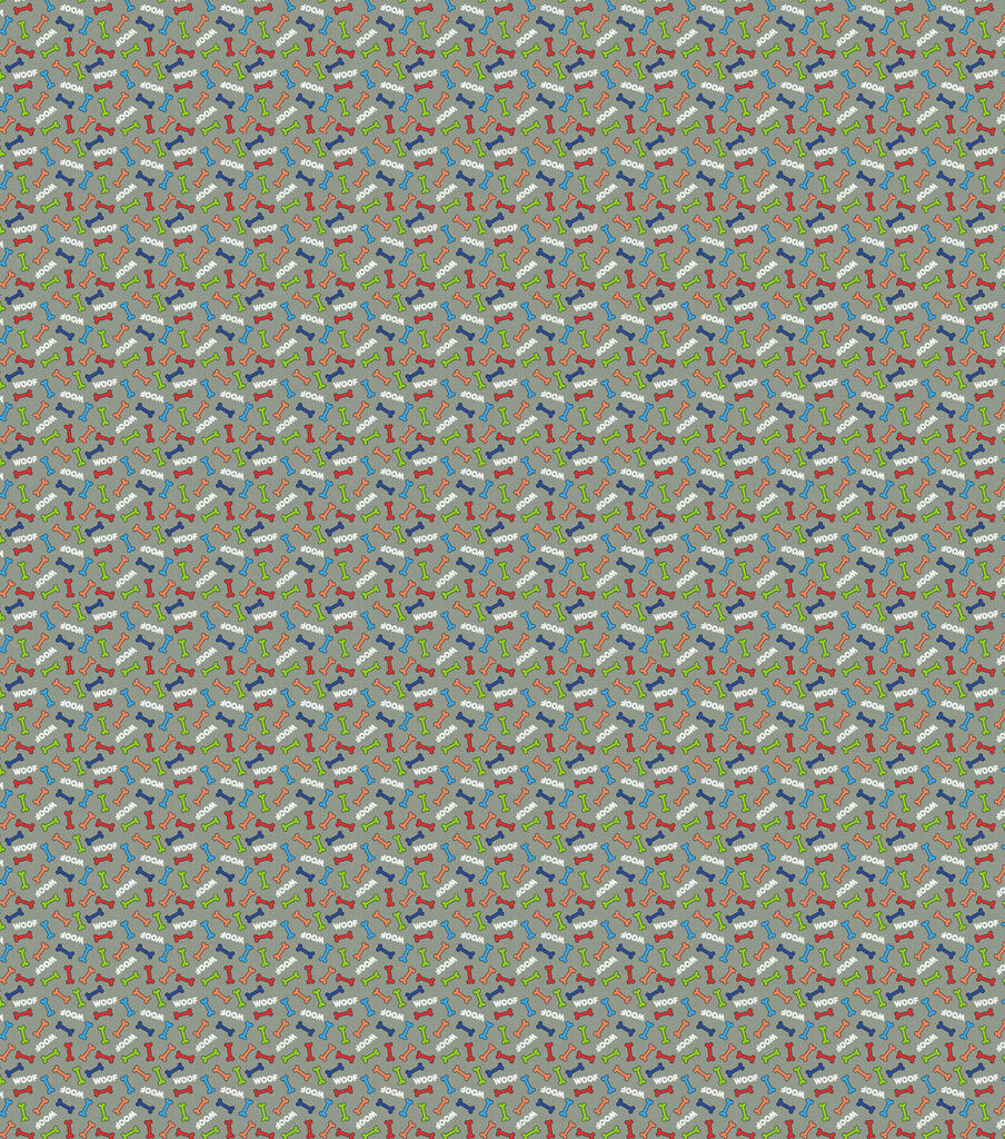 Novelty Cotton Fabric Colorful Dog Bones On Gray