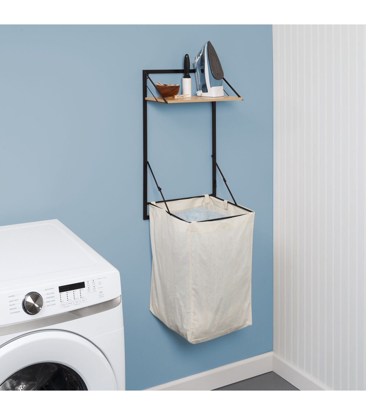 Honey Can Do 18 x 55 Wall Mounted Hamper With Canvas Laundry Bag