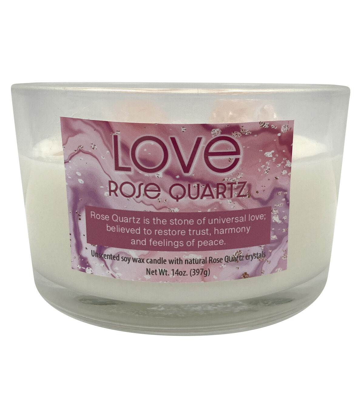 Unscented Crystal Candle Rose Quartz