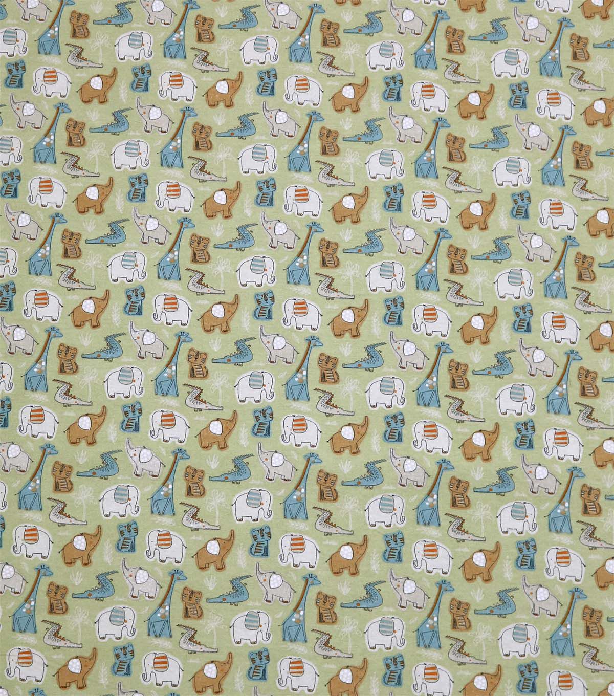 Jungle Animals on Green Super Snuggle Flannel Fabric