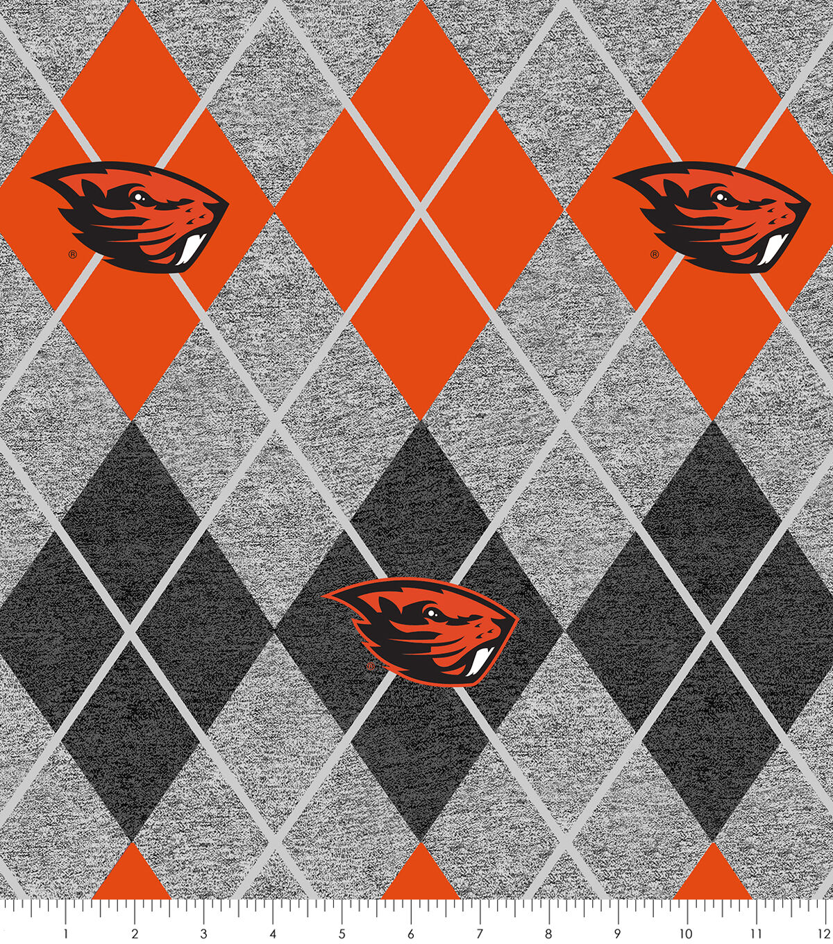Oregon State College Fleece Fabric Heather Argyle