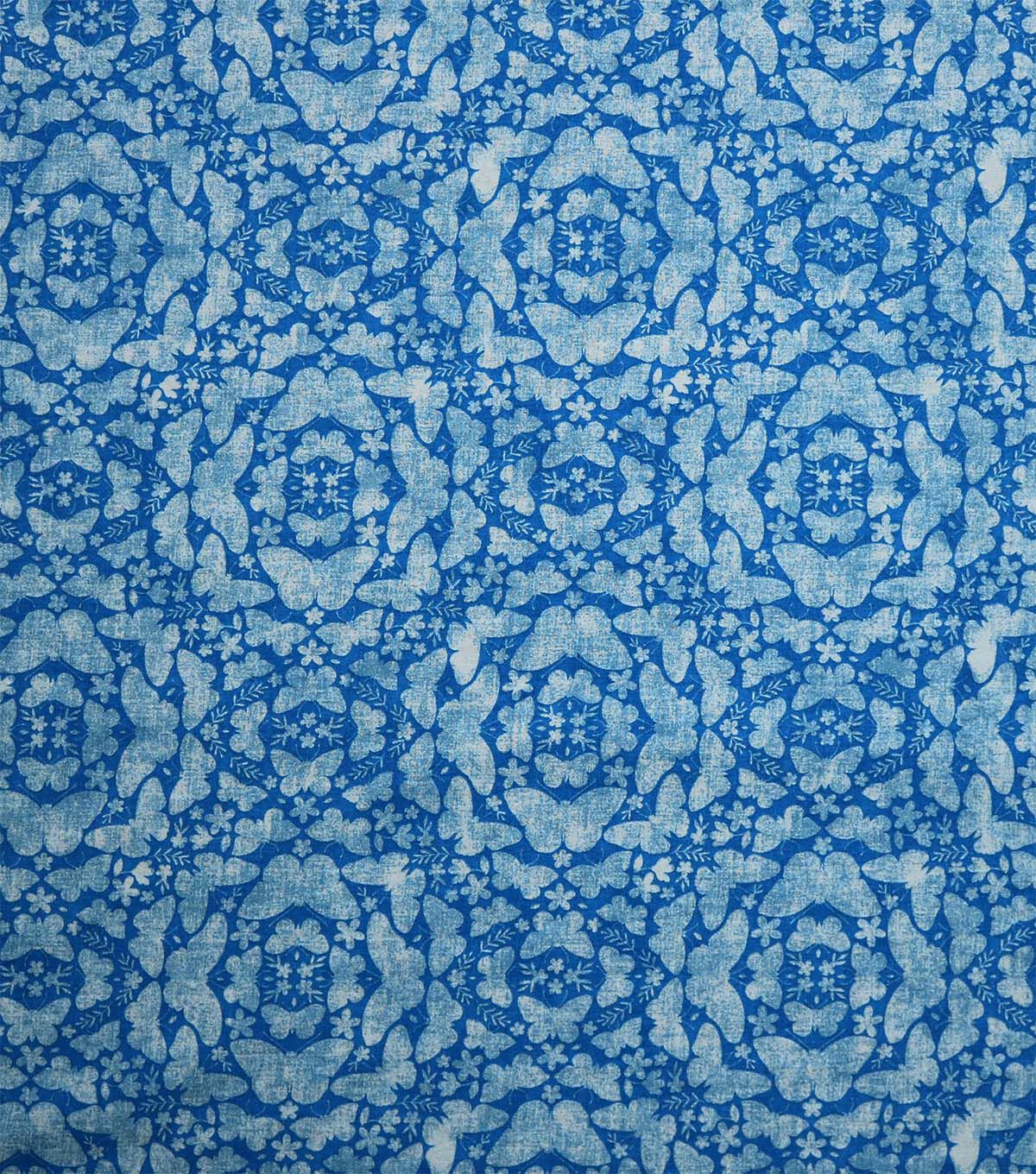 108 Blue Tonal Butterflies Blue Wide Flannel Fabric