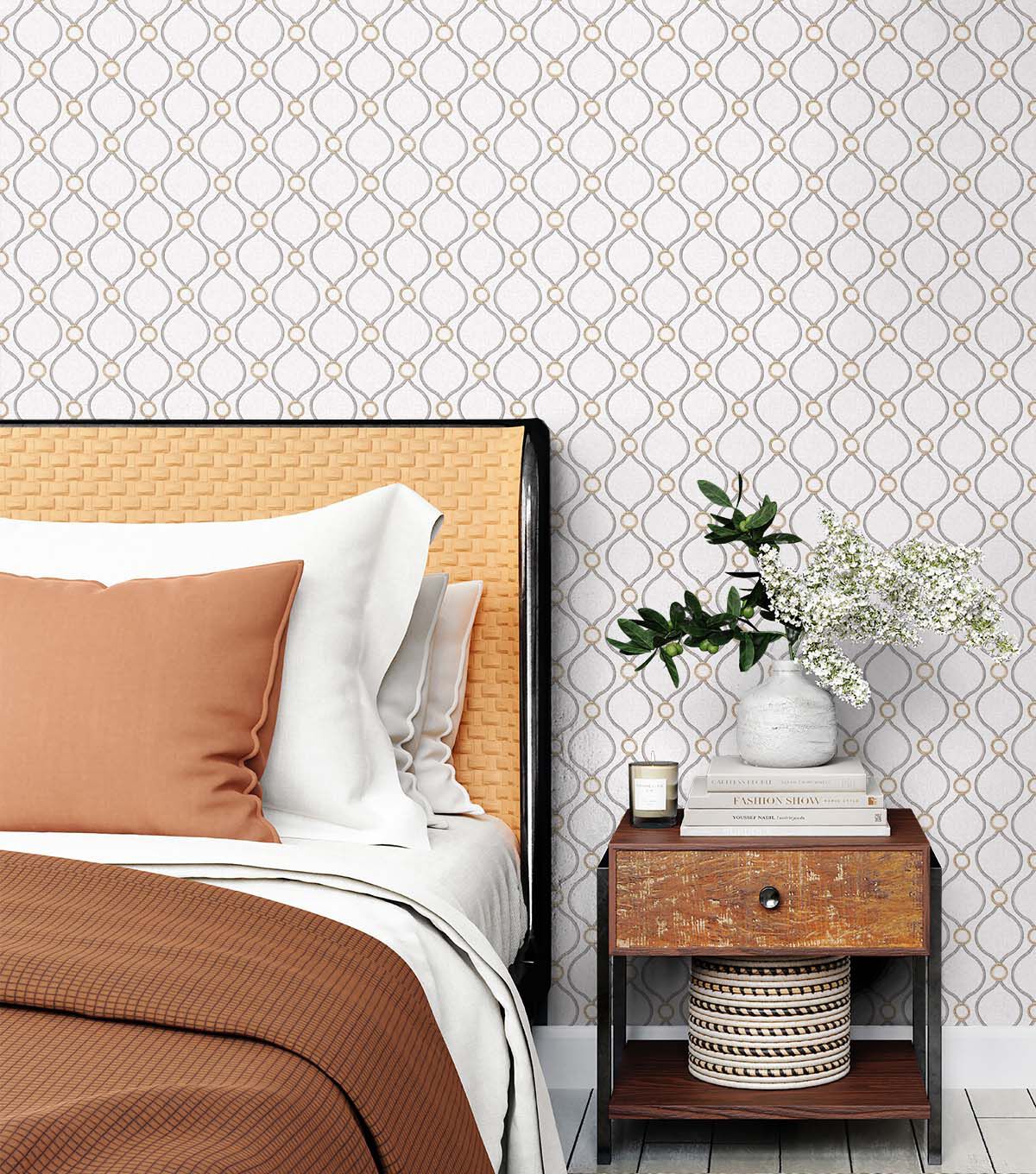 Surface Style 20.5' x 18' Platinum Curveball Peel & Stick Wallpaper