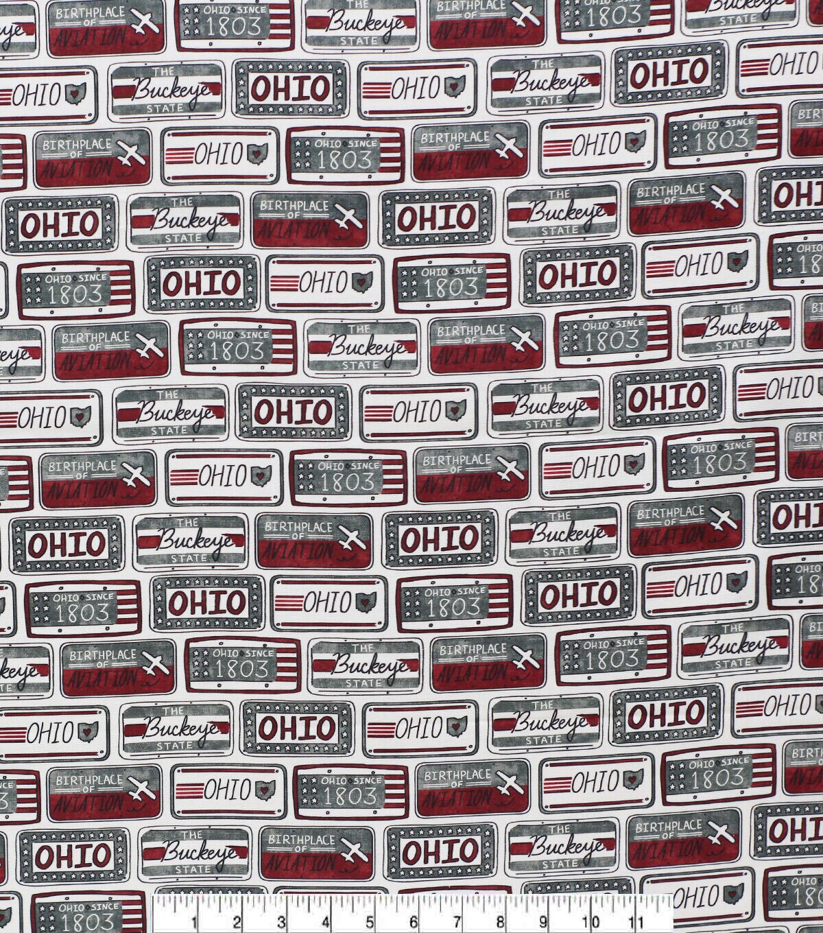 Ohio License Plate State Pride Cotton Fabric