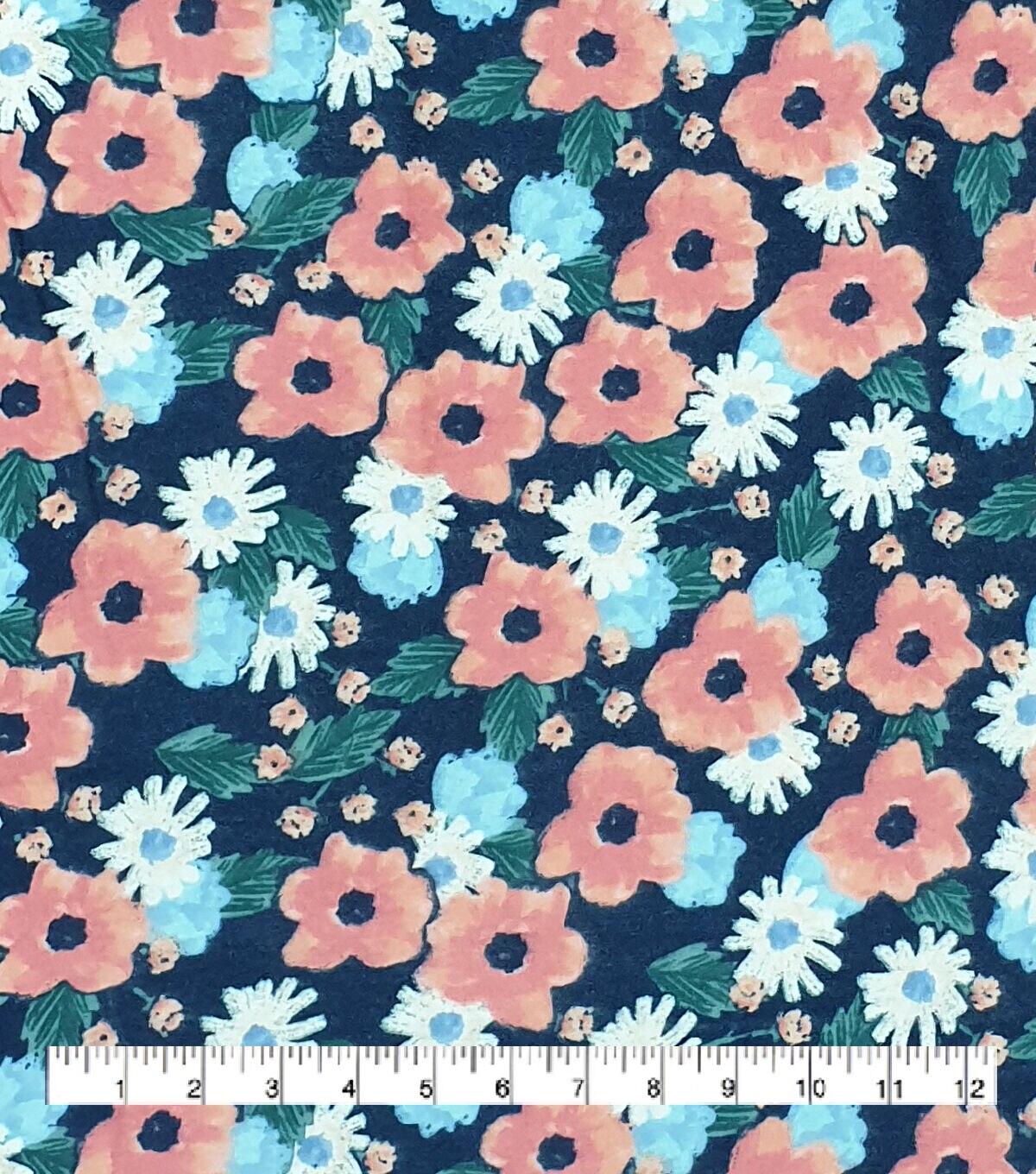 Floral On Navy Super Snuggle Flannel Fabric